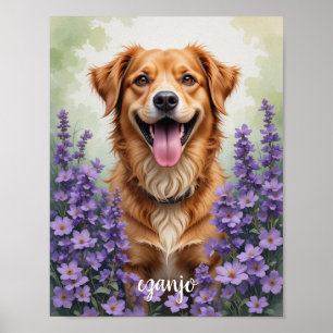 Poster Pintura de retrato de animal de estimação em aquar