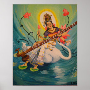 Poster Pintura de Saraswati