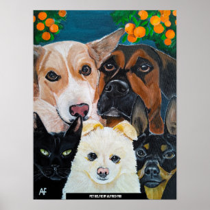 Poster Pintura de selfie de animal de estimação por Alfre