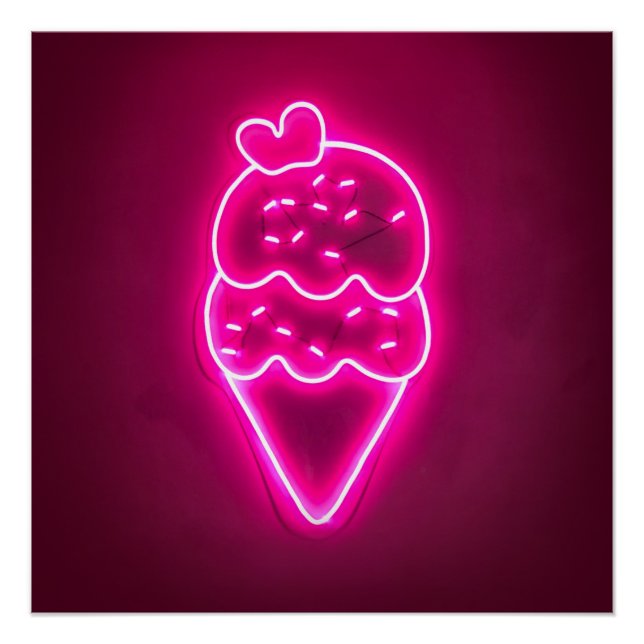 Póster Pintura de Sorvete do sorvete Art Strawberry (Frente)