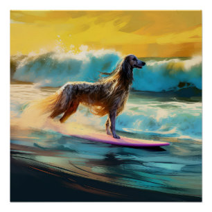 Póster Pintura de surf em praia de hound afegã
