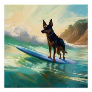 Póster Pintura de Surf na Praia do Kelpie Australiano