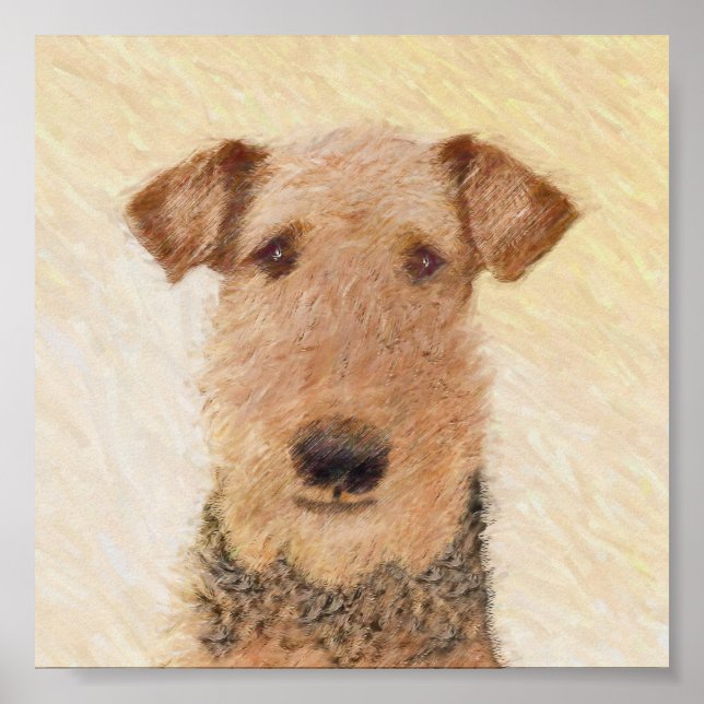Póster Pintura de Terrier Airedale - Arte original cômoda (Frente)