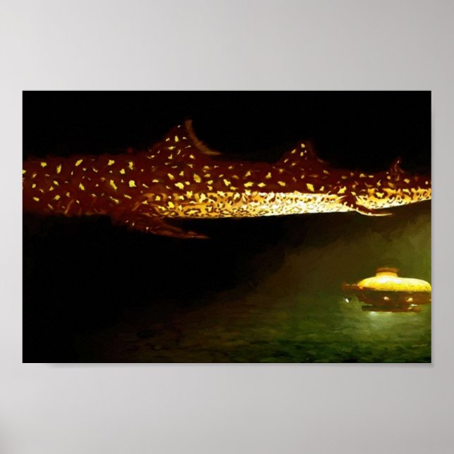 Poster Pintura de tubarão-jaguar para o Aquático Vida com (Frente)