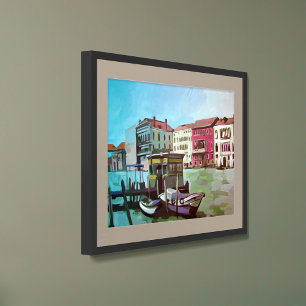 Poster Pintura de uma estação Vaporetto - Veneza, Itália