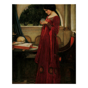 Póster Pintura de Waterhouse da Mulher Cristal Ball