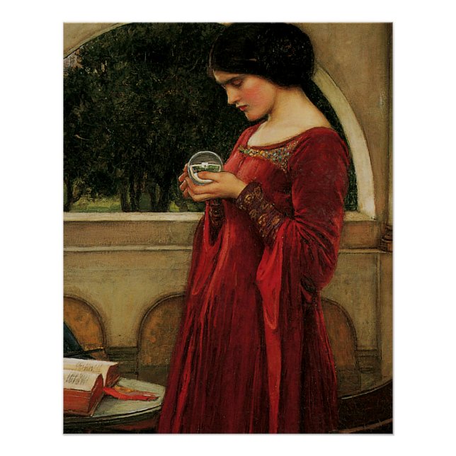 Póster Pintura de Waterhouse da Mulher Cristal Ball (Frente)
