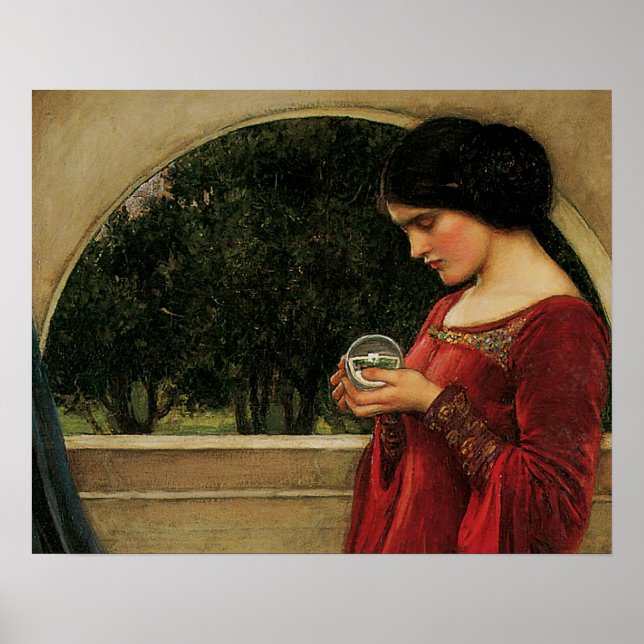Poster Pintura de Waterhouse da Mulher Cristal Ball (Frente)