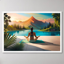 Pintura de Yoga: Meditação Serena pelo Lago Montan