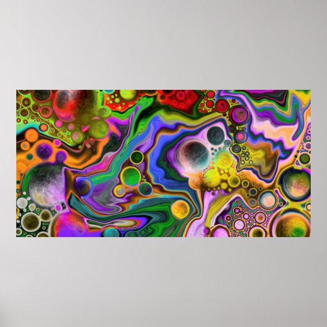 Poster Pintura digital colorida de arte fluída (Frente)