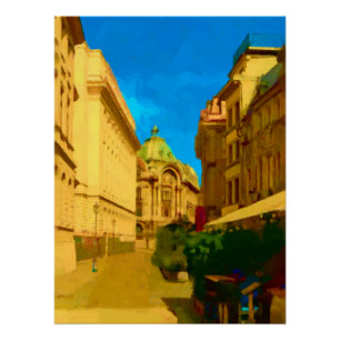 Póster Pintura digital em Bucareste City