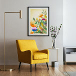 Poster Pintura digital floral de floresta colorida origin<br><div class="desc">Decorre sua parede com esta floresta colorida original de boho com flores,  em cores verde,  amarelo,  laranja e roxo. Crédito da foto do cobrir: Kim Idris</div>