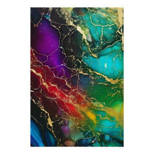 Póster Pintura do arco-íris com tinta a álcool