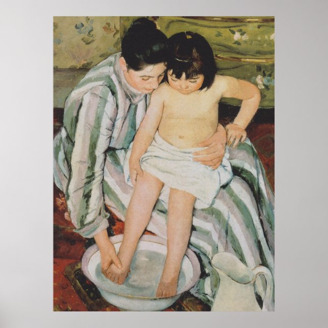 Poster Pintura do Banho da Criança de Mary Cassatt (Frente)