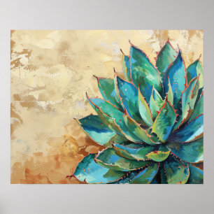 Poster Pintura do Cacto Agave Verde do Sudoeste
