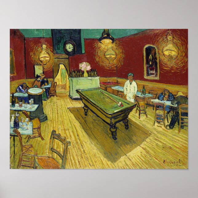 Poster Pintura do Café da Noite de Van Gogh (Frente)