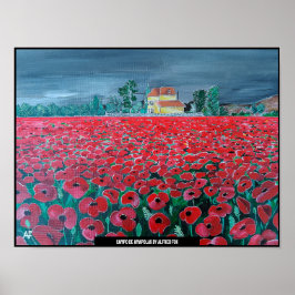 Poster Pintura do Campo de Amapolas por Alfred Fox