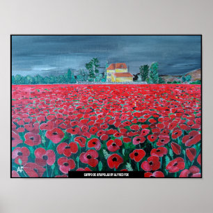 Poster Pintura do Campo de Amapolas por Alfred Fox
