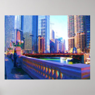 Poster Pintura do Canal Chicago
