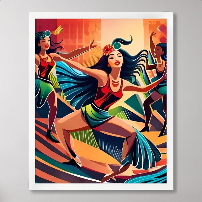 Poster Pintura do Carnaval: Celebração da dança nas ruas  (Carnaval Painting: Dance Celebrate in Rio Streets)
