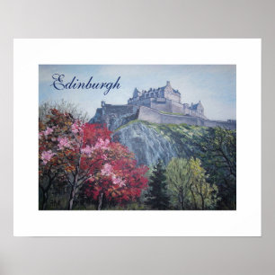 Poster Pintura do Castelo de Edinburgh Scotland por Pola.