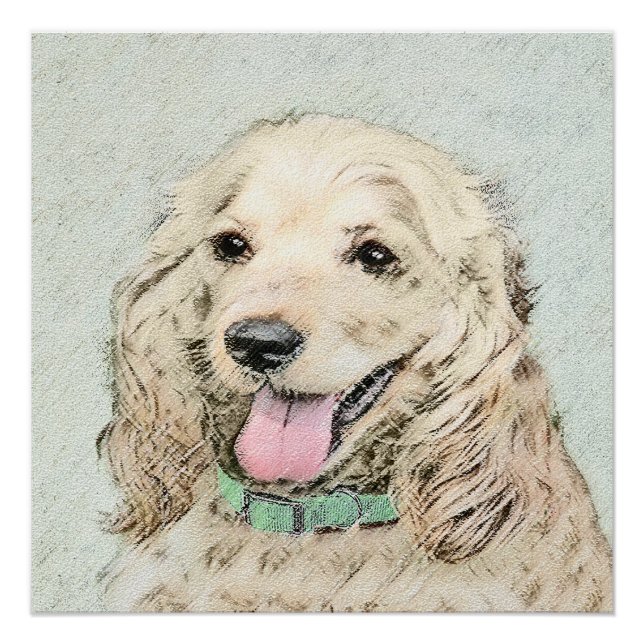 Póster Pintura do Cocker Spaniel Buff - Arte Original par (Frente)