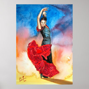 Póster Pintura do dançarino do Flamenco