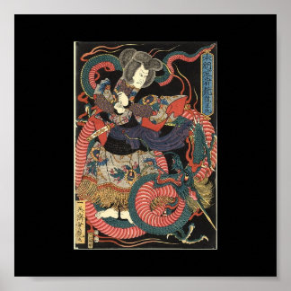 Póster Pintura do Dragão Japonês por volta de 1860