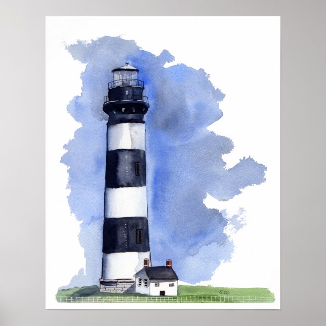 Poster Pintura do Farol da Ilha Bodie (Frente)