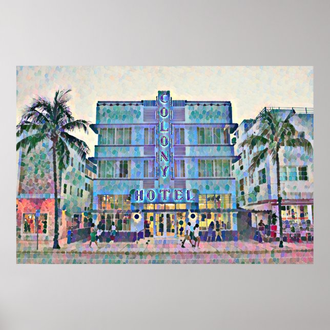 Poster Pintura do Hotel Art Deco de Miami Beach 2 (Frente)