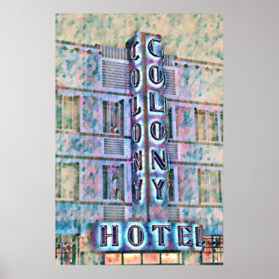 Poster Pintura do Hotel Deco de Arte de Miami Beach 3
