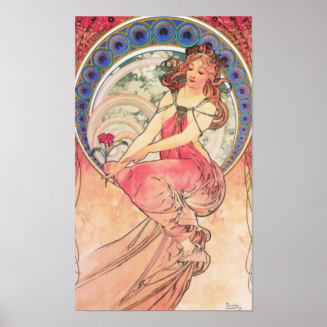 Poster Pintura do litógrafo por Alphonse Mucha (Frente)