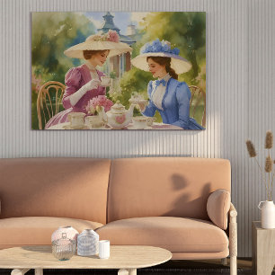 Poster Pintura do Partido do Chá Vitoriano Watercolor