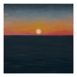 Póster Pintura do pôr do sol no oceano pacífico