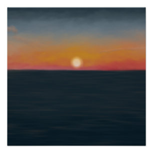 Póster Pintura do pôr do sol no oceano pacífico