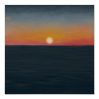 Póster Pintura do pôr do sol no oceano pacífico