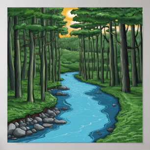 Poster Pintura do Rio Chattahoochee Georgia
