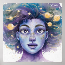 Pintura do Rosto de Aquarela Mulher