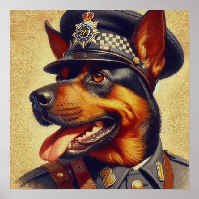 Poster Pintura do Rottweiler Retro (Frente)