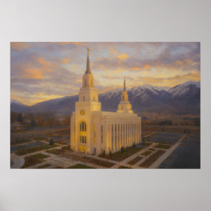 Poster Pintura do Templo de Layton Utah™ Arte de Parede L
