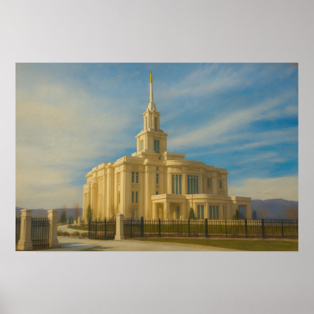 Poster Pintura do Templo de Payson Utah™ Arte de Parede L (Frente)