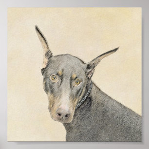 Póster Pintura Doberman Pinscher - Arte Original para Cac
