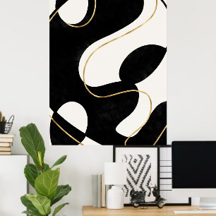 Poster Pintura Dourada a Abstrato neutra minimalista