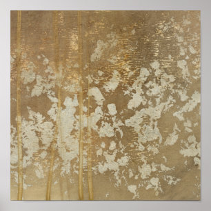 Póster Pintura Dourada Abstrato com espinhos de prata