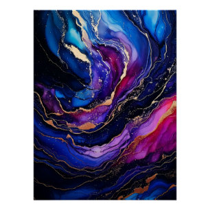 Póster Pintura Dourada de tinta apphire Ametyst