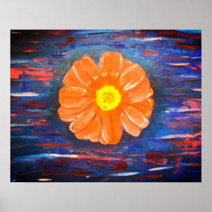 Poster Pintura em abstrato acrílico com flor