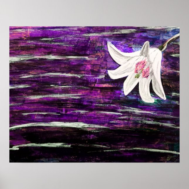 Poster Pintura em abstrato acrílico com flor (Frente)