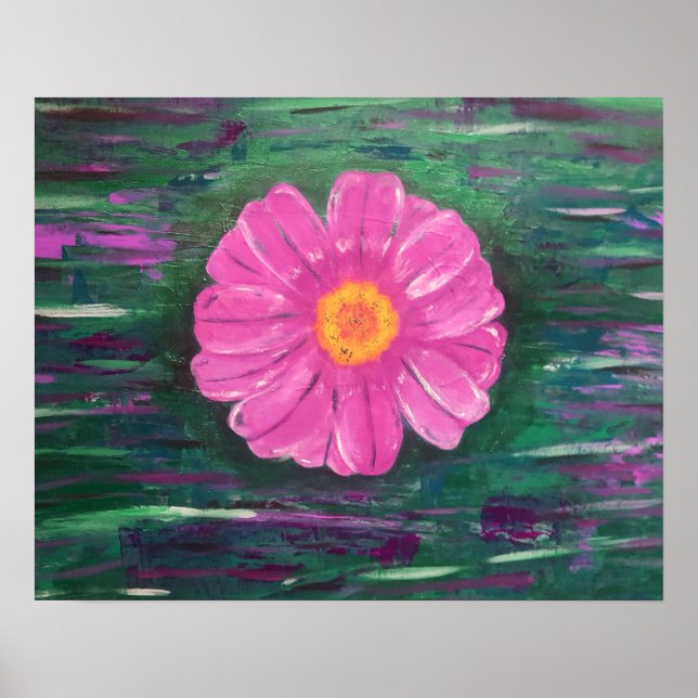 Poster Pintura em abstrato acrílico com flor (Frente)