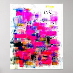 Poster Pintura em acrílico rosa Abstrato moderno