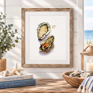 Poster Pintura em aquarela Conchas de ostra Arte de pared